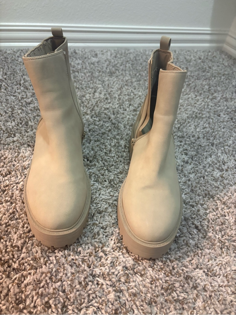 Chaps Cream Chunky Platform Ankle Boots